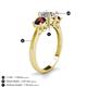 4 - Quyen GIA Certified 2.51 ctw (7.00 mm) Round Natural Diamond and Red Garnet Three Stone Engagement Ring 