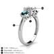 4 - Quyen GIA Certified 2.25 ctw (7.00 mm) Round Natural Diamond and London Blue Topaz Three Stone Engagement Ring 