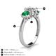4 - Quyen GIA Certified 2.05 ctw (7.00 mm) Round Natural Diamond and Emerald Three Stone Engagement Ring 