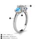4 - Quyen GIA Certified 2.25 ctw (7.00 mm) Round Natural Diamond and Blue Topaz Three Stone Engagement Ring 