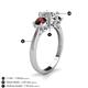 4 - Quyen GIA Certified 2.51 ctw (7.00 mm) Round Natural Diamond and Red Garnet Three Stone Engagement Ring 