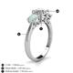 4 - Quyen GIA Certified 1.95 ctw (7.00 mm) Round Natural Diamond and Opal Three Stone Engagement Ring 