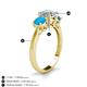 4 - Quyen GIA Certified 1.97 ctw (7.00 mm) Round Natural Diamond and Turquoise Three Stone Engagement Ring 