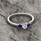 2 - Quyen 0.54 ctw (4.00 mm) Round Blue Sapphire and Lab Grown Diamond Three Stone Engagement Ring  