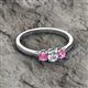 2 - Quyen 0.54 ctw (4.00 mm) Round Pink Sapphire and Lab Grown Diamond Three Stone Engagement Ring  