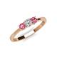 3 - Quyen 0.49 ctw (4.00 mm) Round Pink Tourmaline and Lab Grown Diamond Three Stone Engagement Ring  