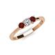 3 - Quyen 0.57 ctw (4.00 mm) Round Red Garnet and Lab Grown Diamond Three Stone Engagement Ring  