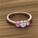 2 - Quyen 1.03 ctw (5.00 mm) Round Lab Grown Diamond and Pink Sapphire Three Stone Engagement Ring 
