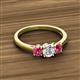 2 - Quyen 0.90 ctw (5.00 mm) Round Lab Grown Diamond and Pink Tourmaline Three Stone Engagement Ring 