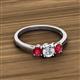 2 - Quyen 1.03 ctw (5.00 mm) Round Lab Grown Diamond and Ruby Three Stone Engagement Ring 