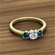 2 - Quyen 1.00 ctw (5.00 mm) Round Lab Grown Diamond and Blue Diamond Three Stone Engagement Ring 