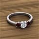2 - Quyen 1.14 ctw (5.00 mm) Round Lab Grown Diamond and Red Garnet Three Stone Engagement Ring 