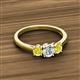 2 - Quyen 1.00 ctw (5.00 mm) Round Lab Grown Diamond and Yellow Diamond Three Stone Engagement Ring 