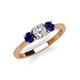 3 - Quyen 1.26 ctw (5.00 mm) Round Lab Grown Diamond and Blue Sapphire Three Stone Engagement Ring 