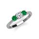 3 - Quyen 1.00 ctw (5.00 mm) Round Lab Grown Diamond and Emerald Three Stone Engagement Ring 