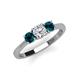 3 - Quyen 1.00 ctw (5.00 mm) Round Lab Grown Diamond and Blue Diamond Three Stone Engagement Ring 