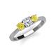3 - Quyen 1.00 ctw (5.00 mm) Round Lab Grown Diamond and Yellow Diamond Three Stone Engagement Ring 