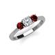 3 - Quyen 1.14 ctw (5.00 mm) Round Lab Grown Diamond and Red Garnet Three Stone Engagement Ring 