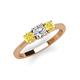 3 - Quyen 1.03 ctw (5.00 mm) Round Lab Grown Diamond and Yellow Sapphire Three Stone Engagement Ring 