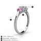 4 - Quyen 1.03 ctw (5.00 mm) Round Lab Grown Diamond and Pink Sapphire Three Stone Engagement Ring 