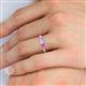 5 - Quyen 1.03 ctw (5.00 mm) Round Lab Grown Diamond and Pink Sapphire Three Stone Engagement Ring 