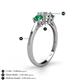 4 - Quyen 1.00 ctw (5.00 mm) Round Lab Grown Diamond and Emerald Three Stone Engagement Ring 
