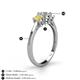 4 - Quyen 1.03 ctw (5.00 mm) Round Lab Grown Diamond and Yellow Sapphire Three Stone Engagement Ring 