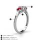 4 - Quyen 1.03 ctw (5.00 mm) Round Lab Grown Diamond and Ruby Three Stone Engagement Ring 