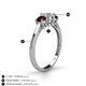 4 - Quyen 1.14 ctw (5.00 mm) Round Lab Grown Diamond and Red Garnet Three Stone Engagement Ring 