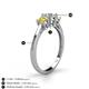 4 - Quyen 1.00 ctw (5.00 mm) Round Lab Grown Diamond and Yellow Diamond Three Stone Engagement Ring 