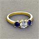 2 - Quyen IGI Certified 2.40 ctw (6.50 mm) Round Lab Grown Diamond and Blue Sapphire Three Stone Engagement Ring 