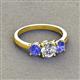 2 - Quyen IGI Certified 1.94 ctw (6.50 mm) Round Lab Grown Diamond and Tanzanite Three Stone Engagement Ring 