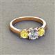 2 - Quyen IGI Certified 2.06 ctw (6.50 mm) Round Lab Grown Diamond and Yellow Sapphire Three Stone Engagement Ring 