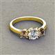 2 - Quyen IGI Certified 1.95 ctw (6.50 mm) Round Lab Grown Diamond and Smoky Quartz Three Stone Engagement Ring 