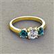 2 - Quyen IGI Certified 2.00 ctw (6.50 mm) Round Lab Grown Diamond and Blue Diamond Three Stone Engagement Ring 