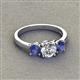 2 - Quyen IGI Certified 1.80 ctw (6.50 mm) Round Lab Grown Diamond and Iolite Three Stone Engagement Ring 