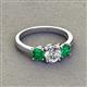 2 - Quyen IGI Certified 1.80 ctw (6.50 mm) Round Lab Grown Diamond and Emerald Three Stone Engagement Ring 