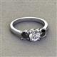 2 - Quyen IGI Certified 2.00 ctw (6.50 mm) Round Lab Grown Diamond and Black Diamond Three Stone Engagement Ring 