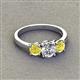 2 - Quyen IGI Certified 2.00 ctw (6.50 mm) Round Lab Grown Diamond and Yellow Diamond Three Stone Engagement Ring 