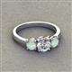 2 - Quyen IGI Certified 1.70 ctw (6.50 mm) Round Lab Grown Diamond and Opal Three Stone Engagement Ring 