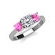 3 - Quyen IGI Certified 2.05 ctw (6.50 mm) Round Lab Grown Diamond and Pink Sapphire Three Stone Engagement Ring 