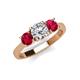 3 - Quyen IGI Certified 2.10 ctw (6.50 mm) Round Lab Grown Diamond and Ruby Three Stone Engagement Ring 