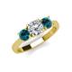 3 - Quyen IGI Certified 2.00 ctw (6.50 mm) Round Lab Grown Diamond and Blue Diamond Three Stone Engagement Ring 