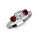 3 - Quyen IGI Certified 2.26 ctw (6.50 mm) Round Lab Grown Diamond and Red Garnet Three Stone Engagement Ring 