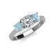 3 - Quyen IGI Certified 1.80 ctw (6.50 mm) Round Lab Grown Diamond and Aquamarine Three Stone Engagement Ring 