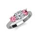 3 - Quyen IGI Certified 1.80 ctw (6.50 mm) Round Lab Grown Diamond and Pink Tourmaline Three Stone Engagement Ring 