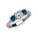 3 - Quyen IGI Certified 2.00 ctw (6.50 mm) Round Lab Grown Diamond and Blue Diamond Three Stone Engagement Ring 