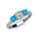 3 - Quyen IGI Certified 1.72 ctw (6.50 mm) Round Lab Grown Diamond and Turquoise Three Stone Engagement Ring 