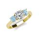 3 - Quyen IGI Certified 2.10 ctw (7.00 mm) Round Lab Grown Diamond and Aquamarine Three Stone Engagement Ring 