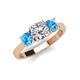 3 - Quyen IGI Certified 2.30 ctw (7.00 mm) Round Lab Grown Diamond and Blue Topaz Three Stone Engagement Ring 